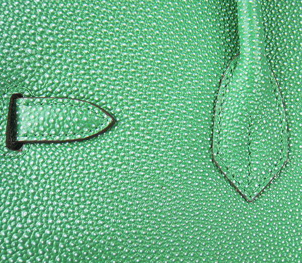 High Quality Fake Hermes Birkin 35CM Pearl Veins Leather Bag Green 6089